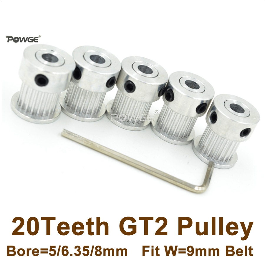 POWGE 5pcs 20 Teeth GT2 Ÿ̹ Ǯ  5/6/6.35/8mm   = 9mm 2GT  Ʈ 20 Teeth 20 T 2GT Ÿ̹ Ʈ Ǯ
